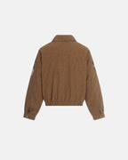 Horse Embroidery Suede Clasp Padded Jacket | Flation Streetwear