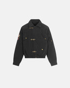 Horse Embroidery Suede Clasp Padded Jacket | Flation Streetwear