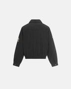 Horse Embroidery Suede Clasp Padded Jacket | Flation Streetwear