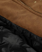 Horse Embroidery Suede Clasp Padded Jacket | Flation Streetwear