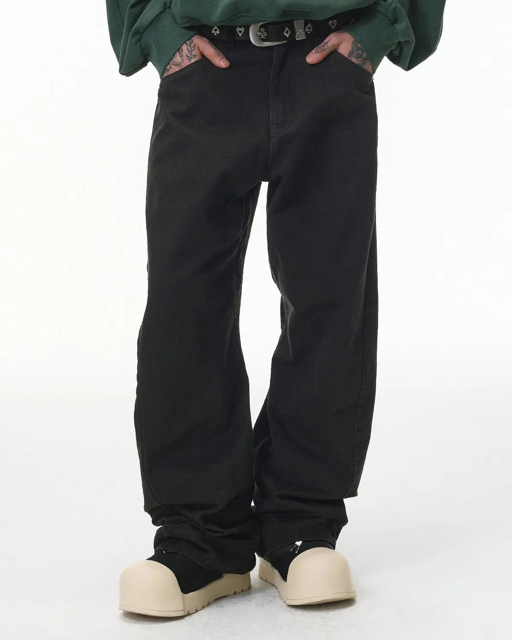 Stitching Flare Baggy Jeans | Flation Streetwear