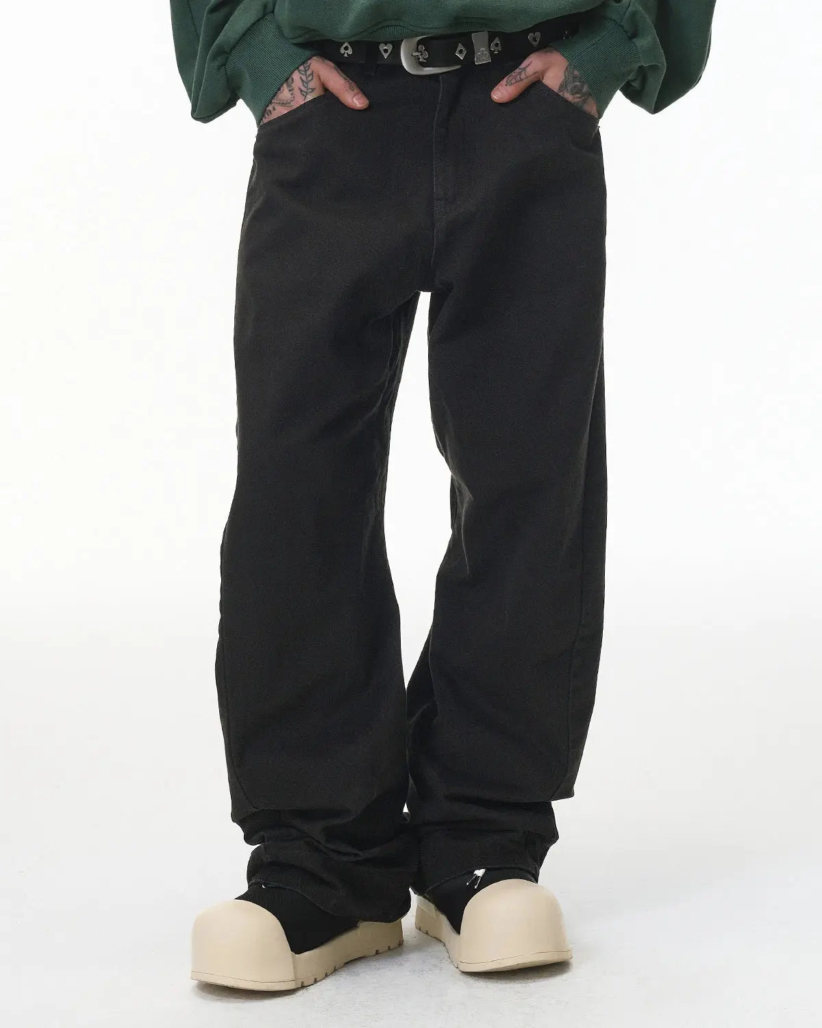 Stitching Flare Baggy Jeans | Flation Streetwear