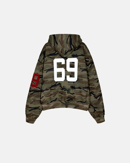 69 Applique Embroidery Camo Zip Up Hoodie | Flation Streetwear
