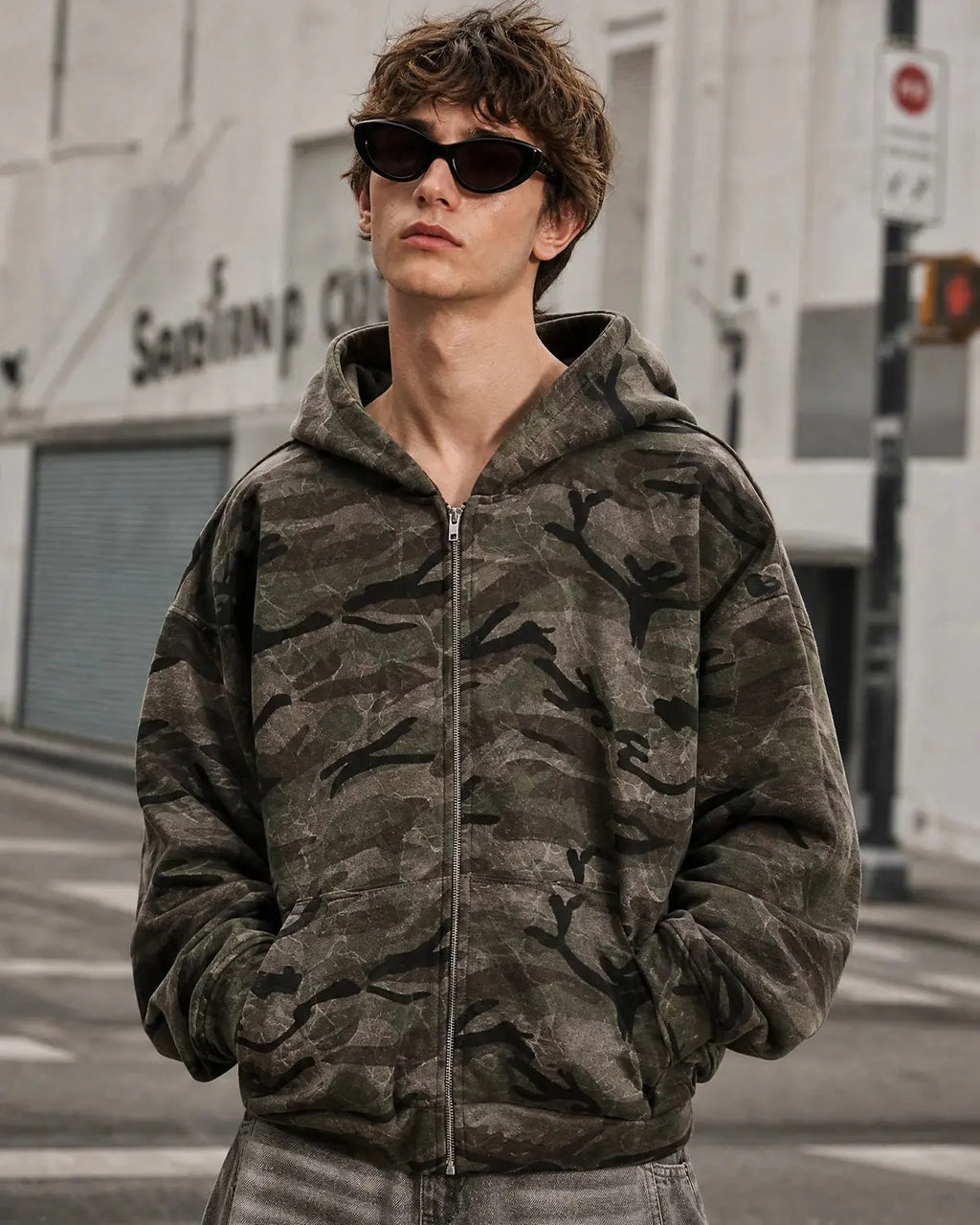 Camouflage Zip Up Jacket | Flation Streetwear