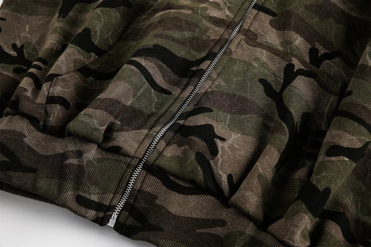 Camouflage Zip Up Jacket | Flation Streetwear