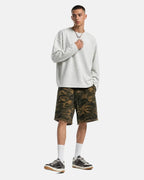 Frayed Hem Camo Knee-Length Shorts | Flation Streetwear