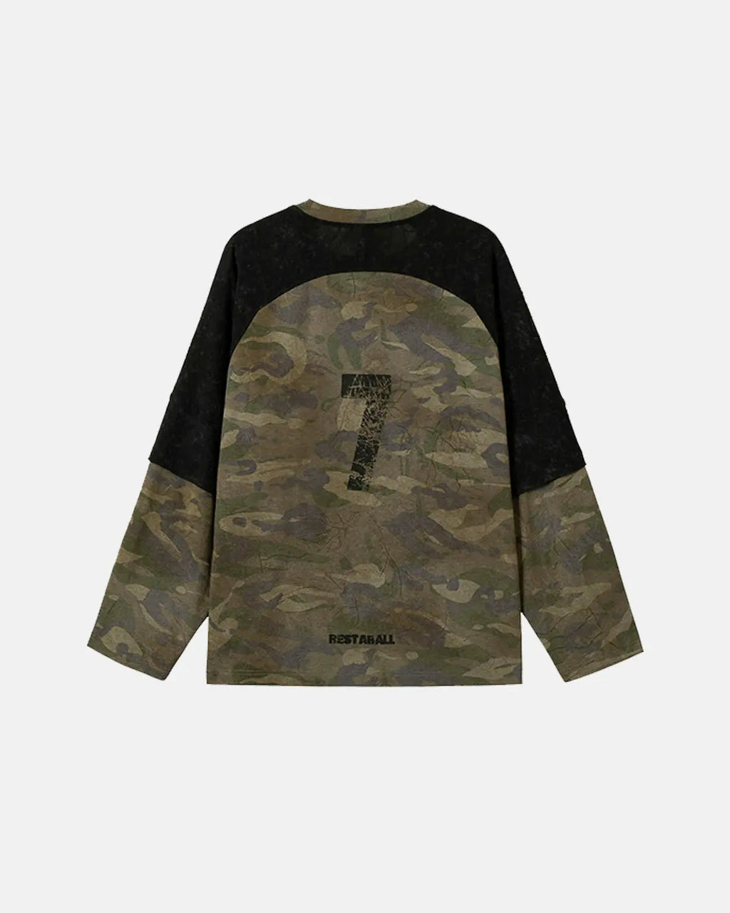 Lace Patchwork Camo Raglan Tees | Flation Streetwear