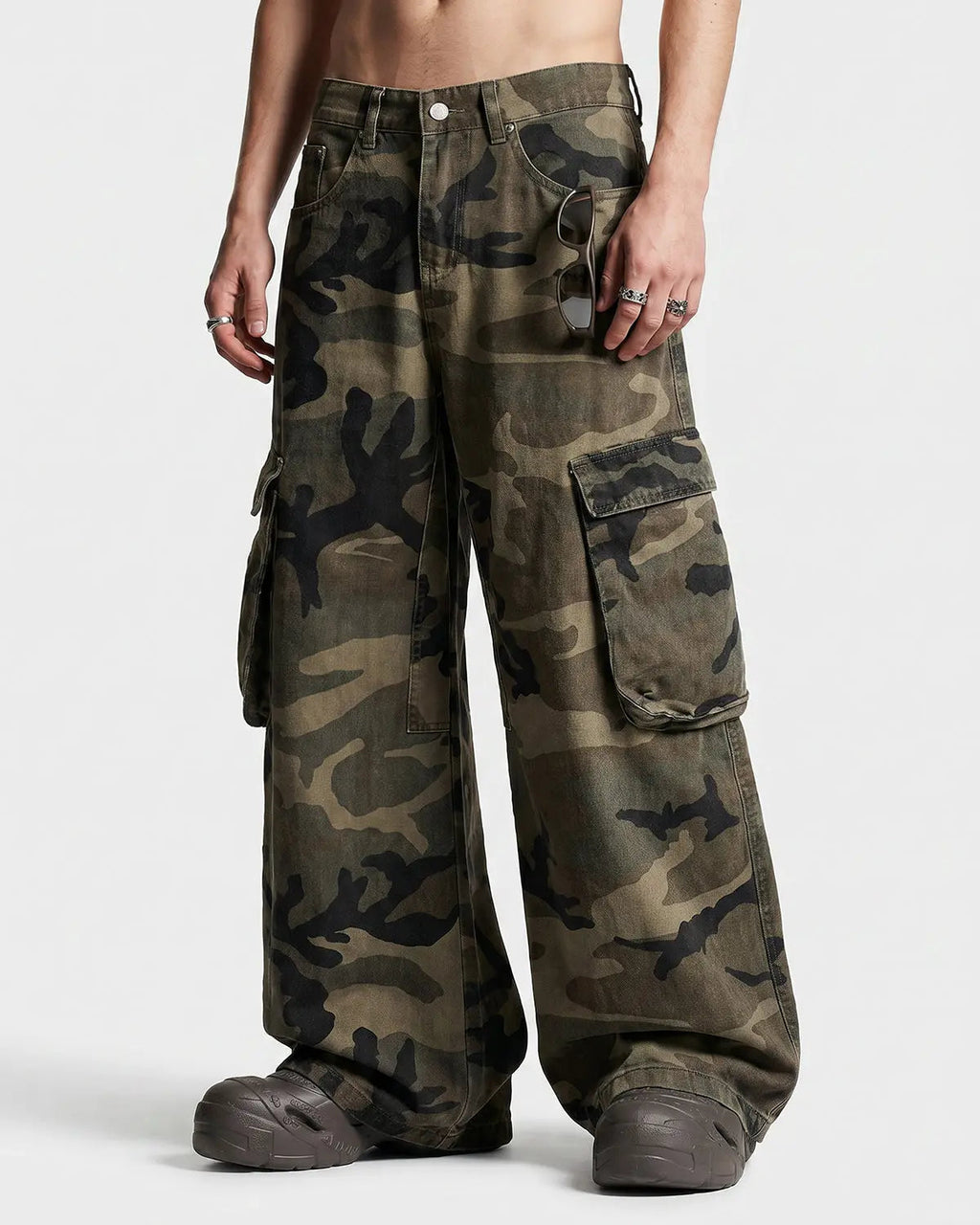 Camo Cargo Barrel Pants | Flation Streetwear