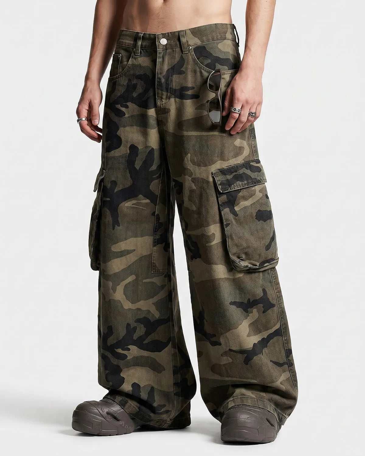 Camo Cargo Barrel Pants | Flation Streetwear