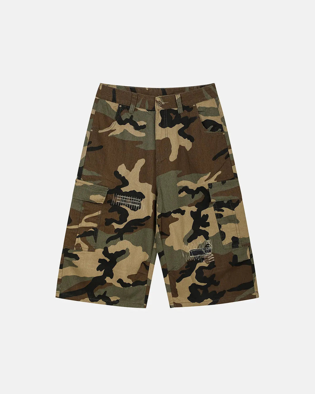 Camo Cargo Longline Shorts | Flation Streetwear