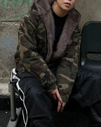 Camo Faux Fur Lined Bomber Jacket | Flation Streetwear