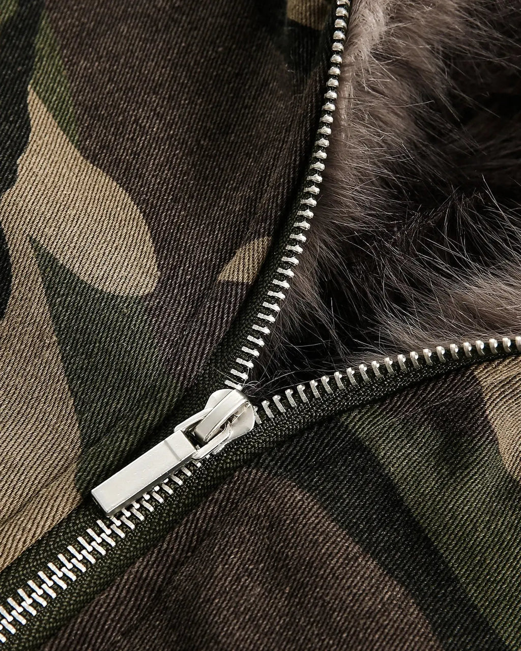 Camo Faux Fur Lined Bomber Jacket | Flation Streetwear