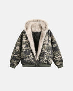 Camo Faux Fur Padded Hooded Jacket | Flation Streetwear