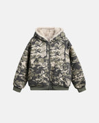 Camo Faux Fur Padded Hooded Jacket | Flation Streetwear