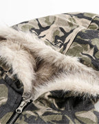 Camo Faux Fur Padded Hooded Jacket | Flation Streetwear