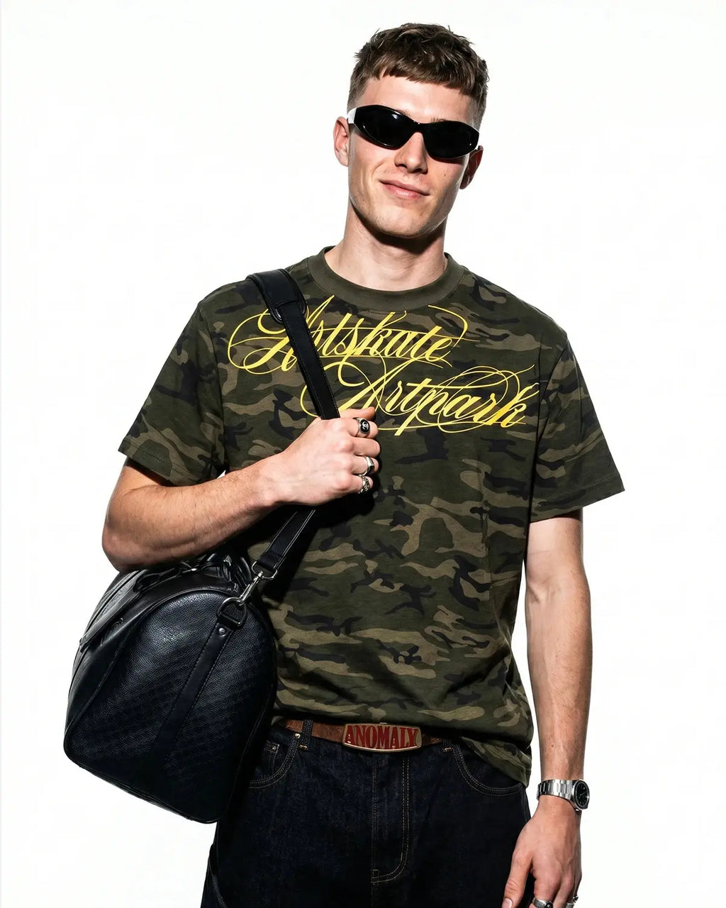 Camo Script Boxy T-Shirt | Flation Streetwear