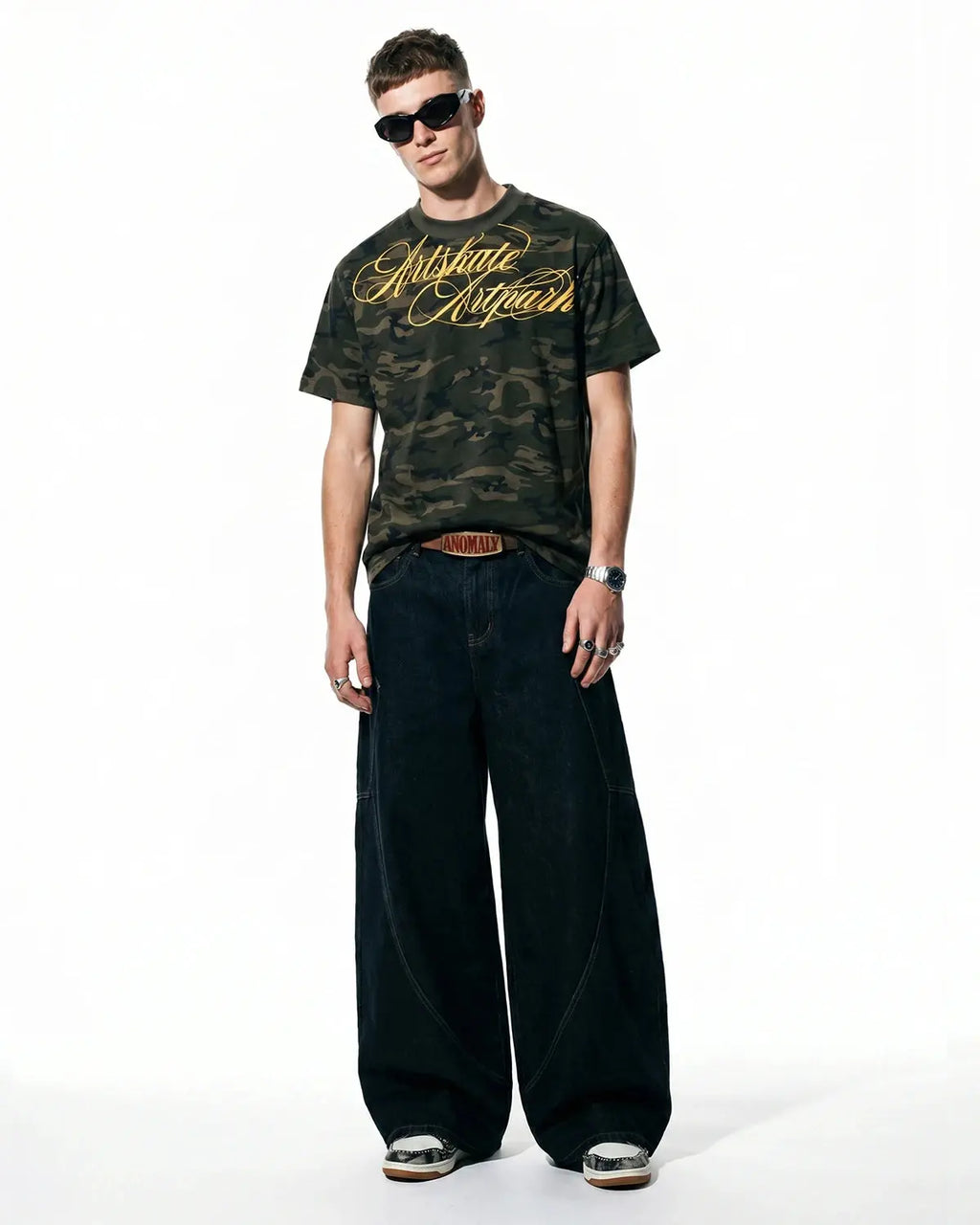 Camo Script Boxy T-Shirt | Flation Streetwear