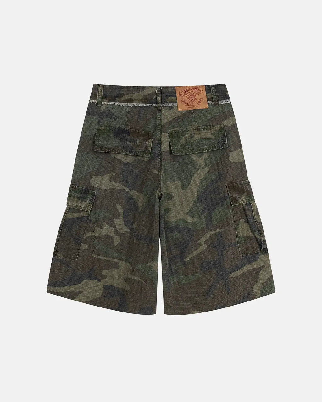 Camo Utility Longline Shorts | Flation Streetwear
