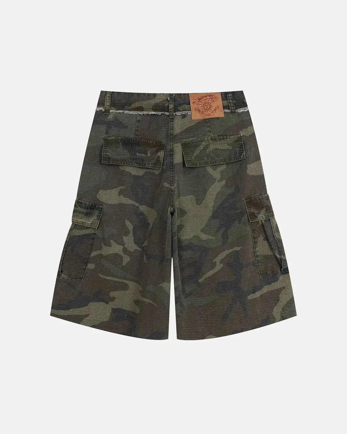 Camo Utility Longline Shorts | Flation Streetwear