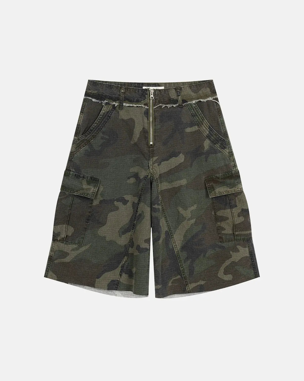 Camo Utility Longline Shorts | Flation Streetwear