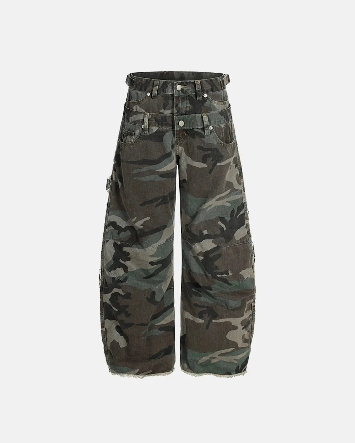 Double Waist Camo Cargo Pants | Flation Streetwear