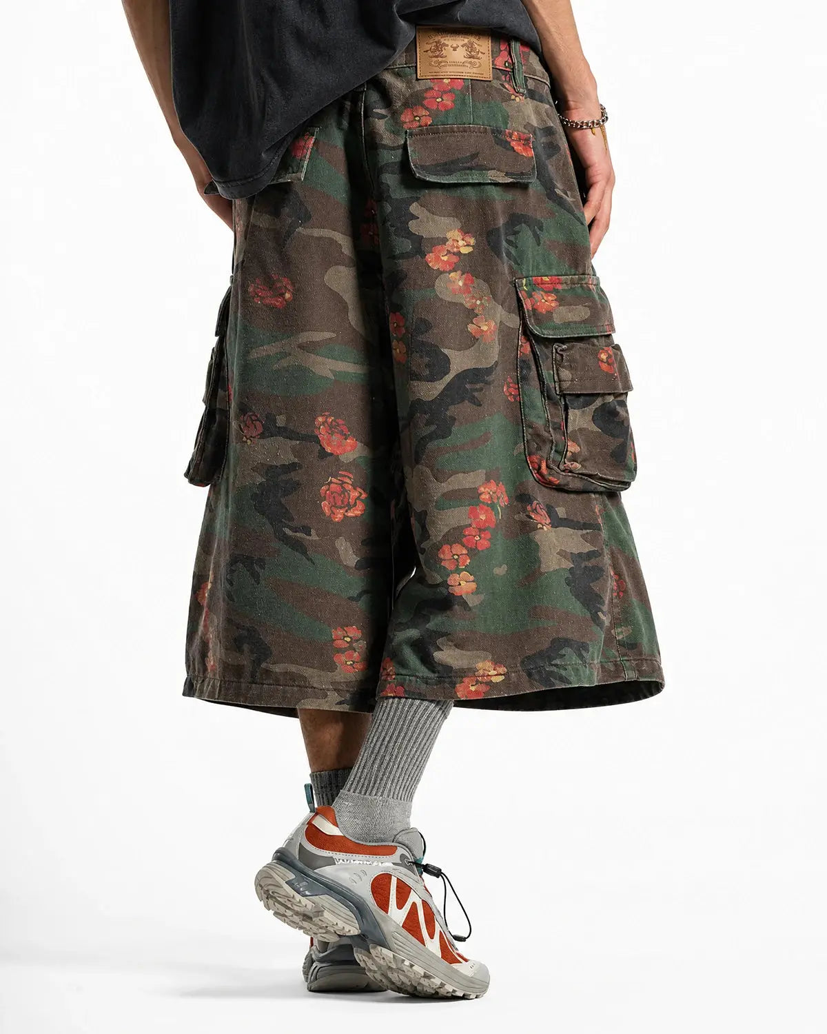 Floral Camo Cargo Longline Shorts | Flation Streetwear