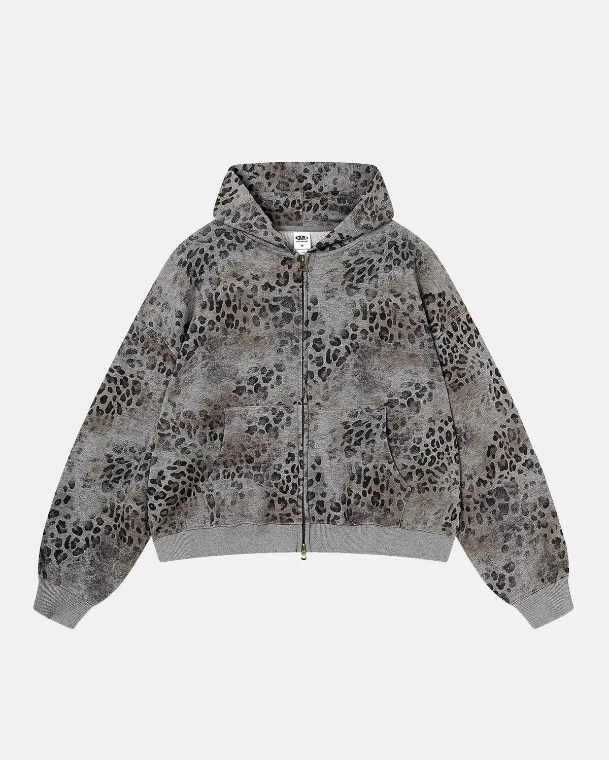 Leopard Print Boxy Zip Up Hoodie | Flation Streetwear