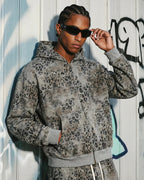 Leopard Print Boxy Zip Up Hoodie | Flation Streetwear