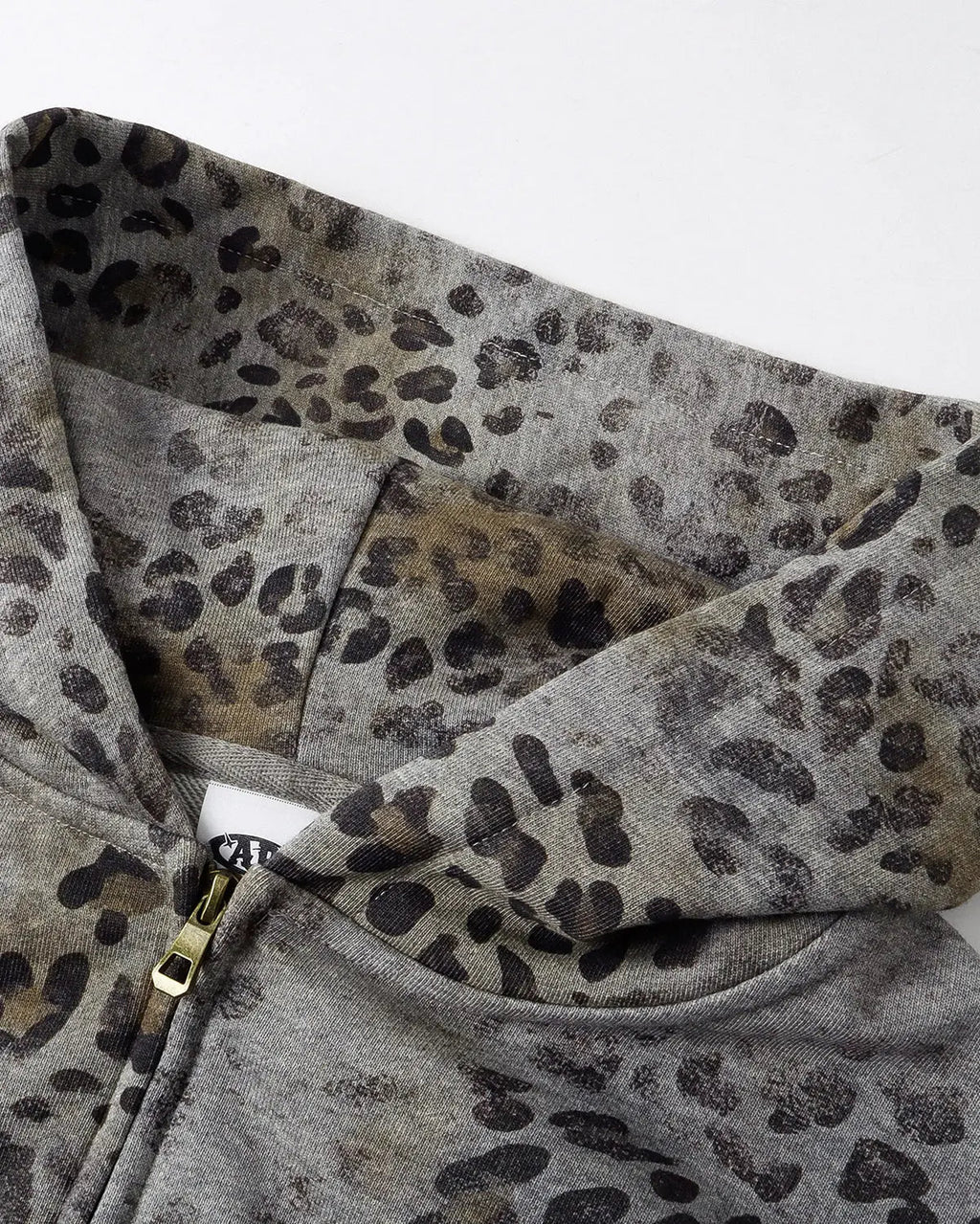 Leopard Print Boxy Zip Up Hoodie | Flation Streetwear