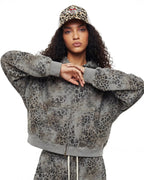Leopard Print Boxy Zip Up Hoodie | Flation Streetwear