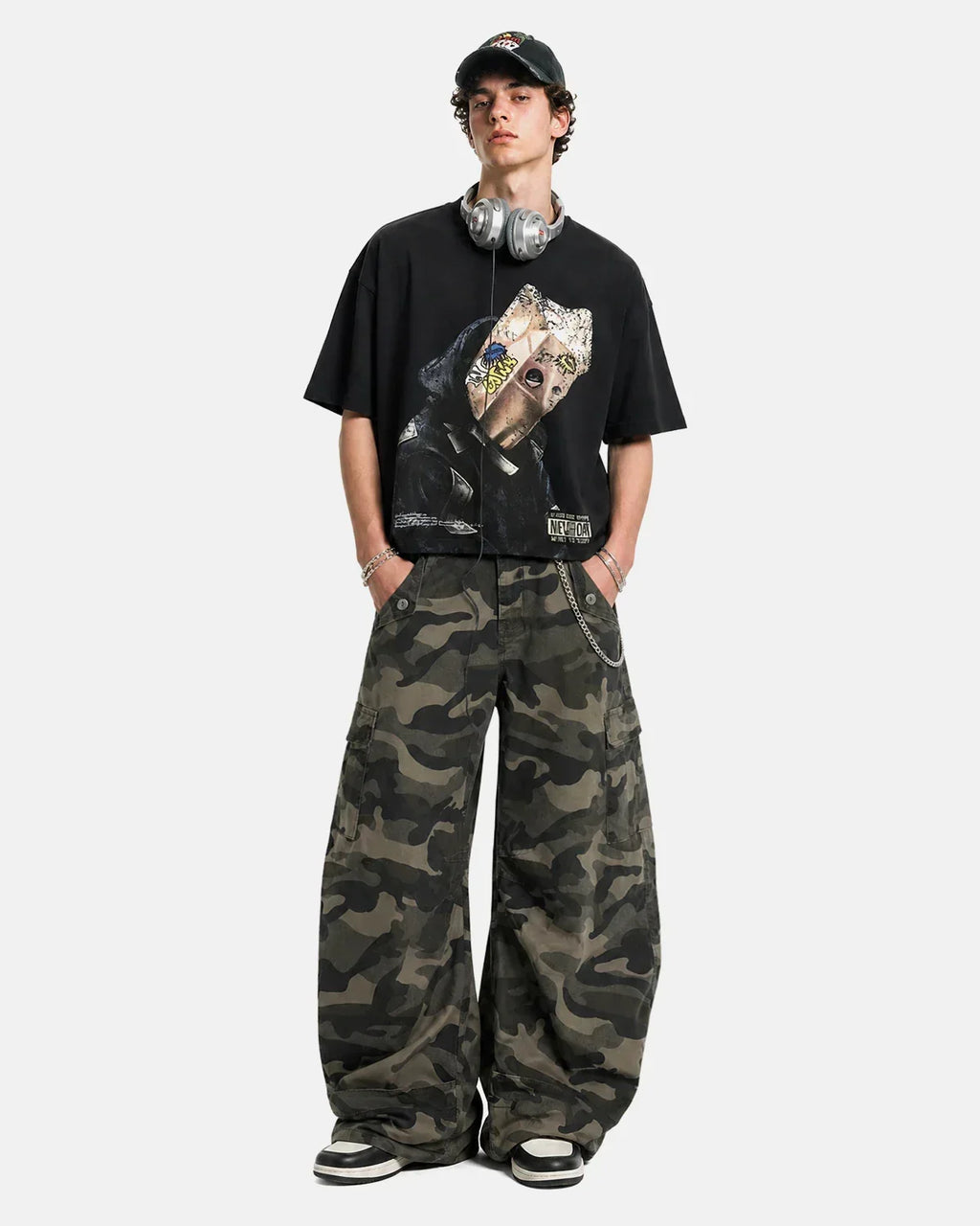 Multi-pockets Camo Barrel Cargo Pants | Flation Streetwear