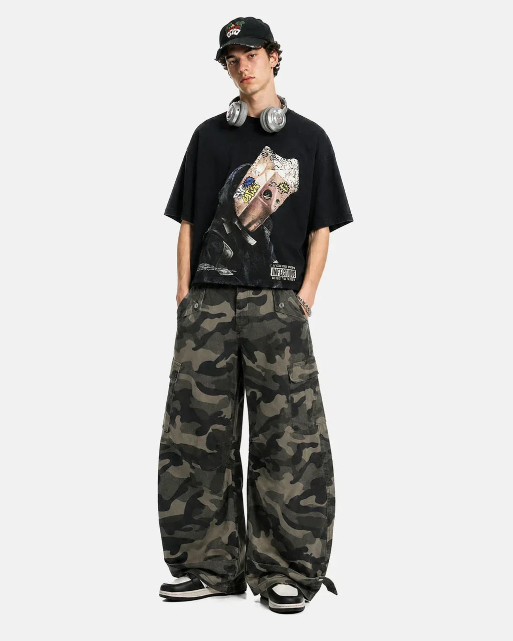 Multi-pockets Camo Barrel Cargo Pants | Flation Streetwear