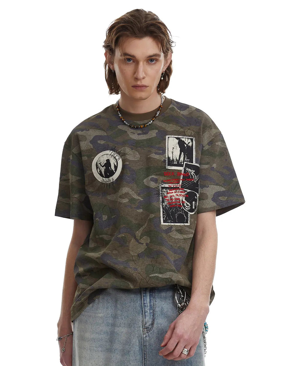 Vintage Camo Patch Graphic T-Shirt | Flation Streetwear