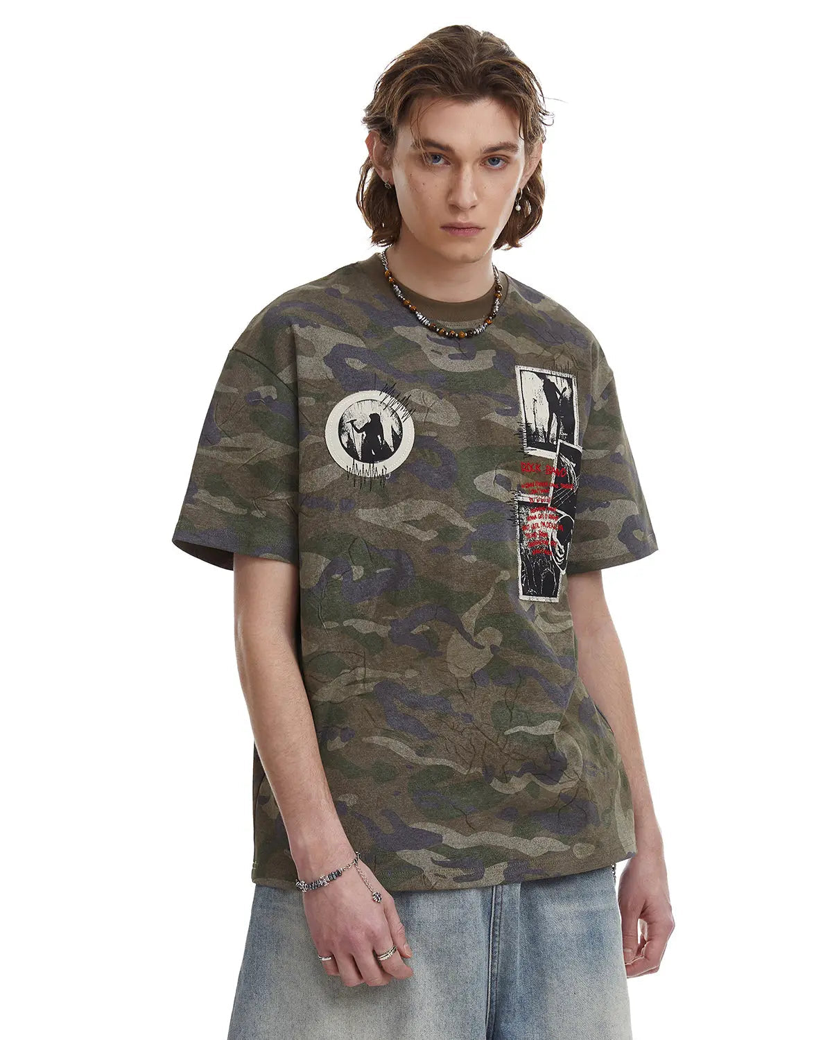 Vintage Camo Patch Graphic T-Shirt | Flation Streetwear