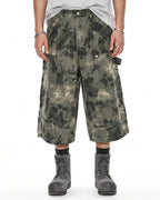 Washed Camo Cargo Longline Shorts | Flation Streetwear