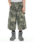 Washed Camo Cargo Longline Shorts | Flation Streetwear