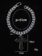 Flation Big Cross Pendant Chain Necklace 51cm