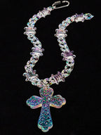 Flation Big Cross Pendant Chain Necklace 51cm