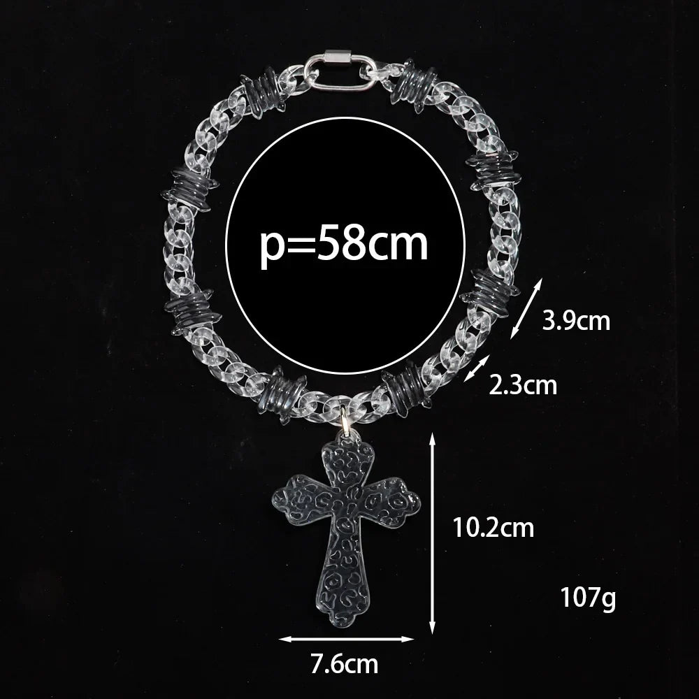Flation Big Cross Pendant Bramble Chain Necklace 48cm