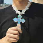 Flation Big Cross Pendant Bramble Chain Necklace 48cm