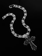 Flation Big Cross Pendant Bramble Chain Necklace 48cm