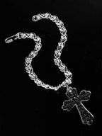Flation Big Cross Pendant Bramble Chain Necklace 48cm