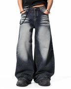 Faded Whisker Baggy Jeans | Flation Streetwear