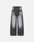 Faded Whisker Baggy Jeans | Flation Streetwear