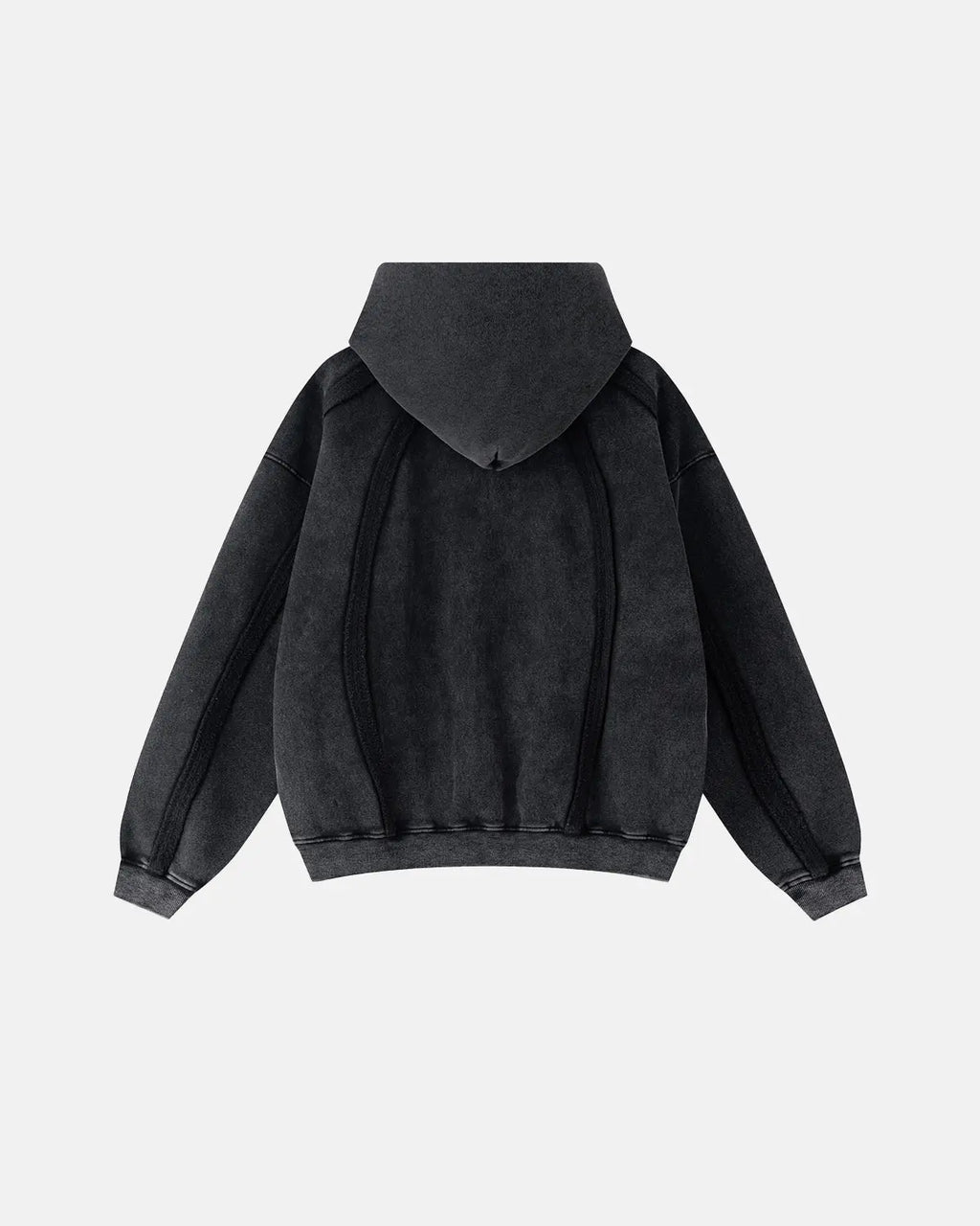 Snow Washed Raw Edge Boxy Zip Up Hoodie | Flation Streetwear