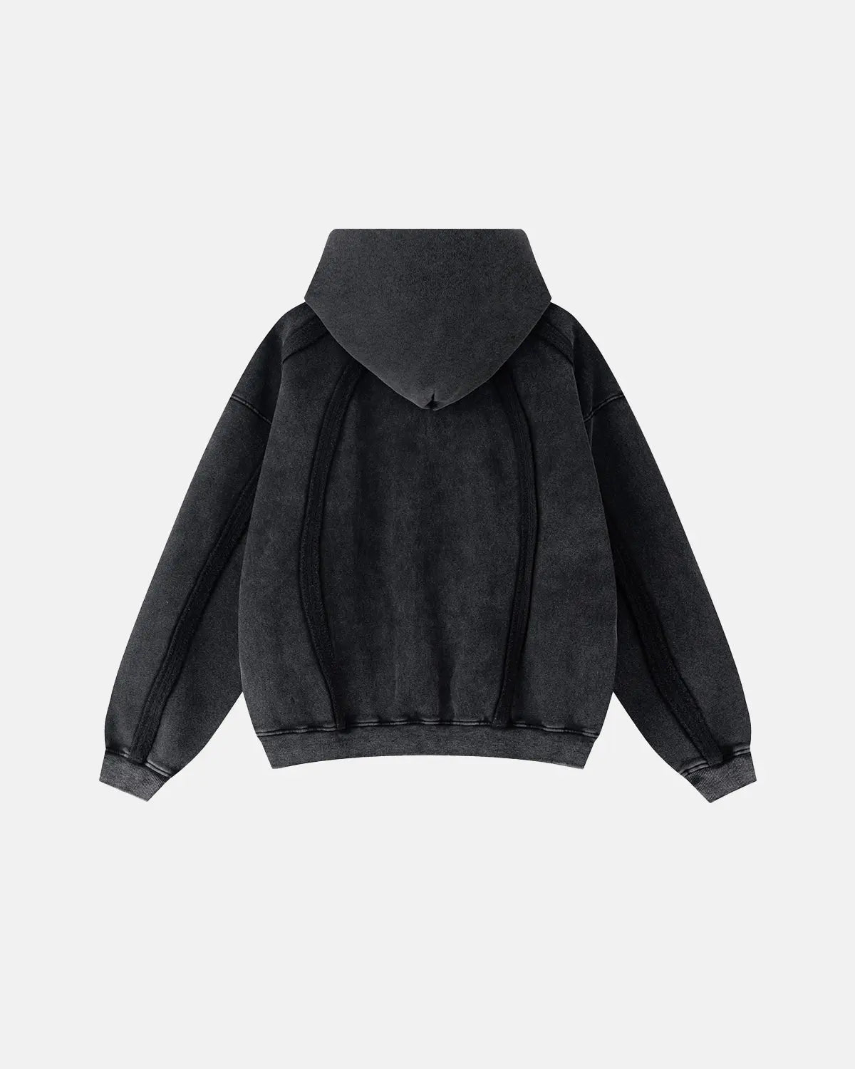 Snow Washed Raw Edge Boxy Zip Up Hoodie | Flation Streetwear