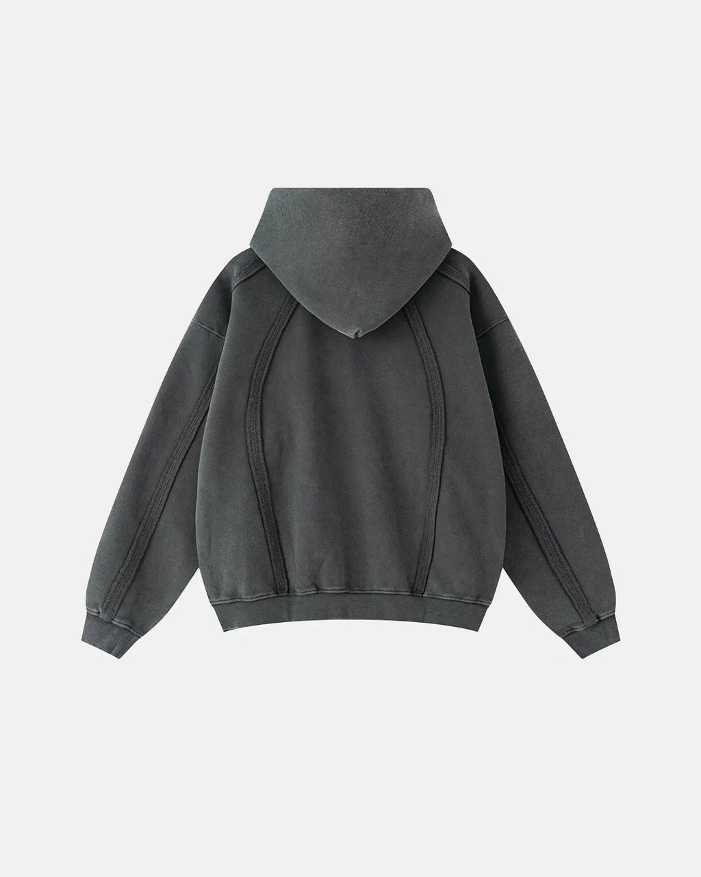 Snow Washed Raw Edge Boxy Zip Up Hoodie | Flation Streetwear