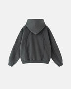 Snow Washed Raw Edge Boxy Zip Up Hoodie | Flation Streetwear