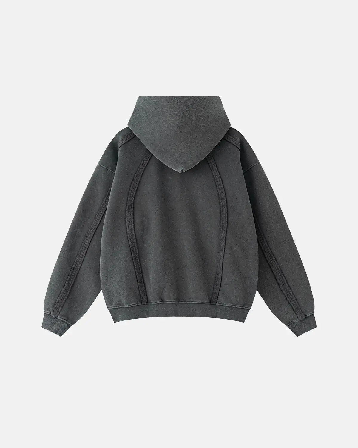 Snow Washed Raw Edge Boxy Zip Up Hoodie | Flation Streetwear