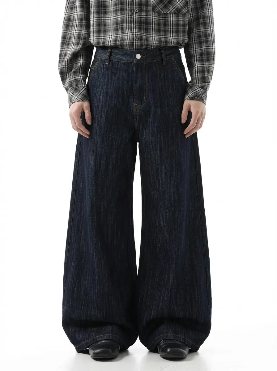 Dark Indigo Wide Bootcut Jeans | Flation Streetwear